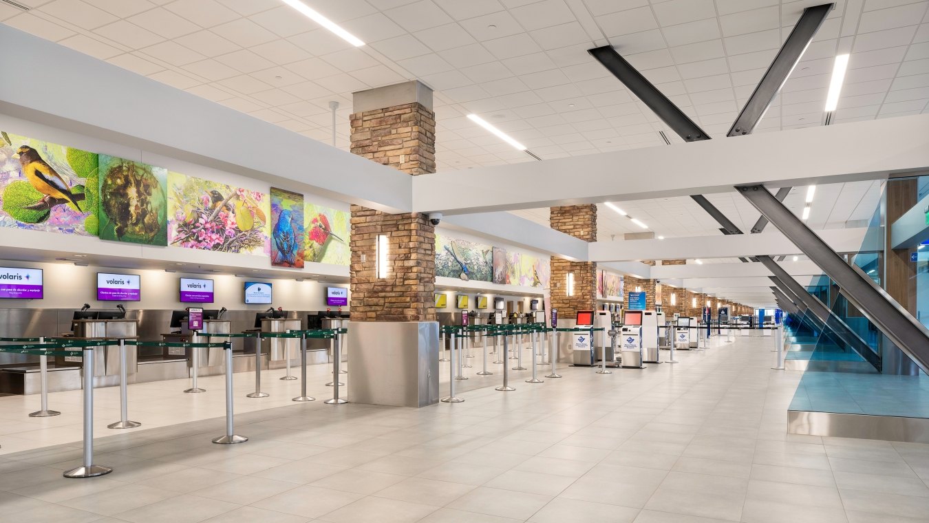 Check in counters and kiosks