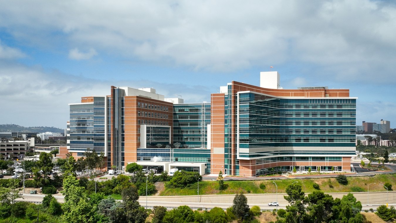 Exterior view of the hospital tower