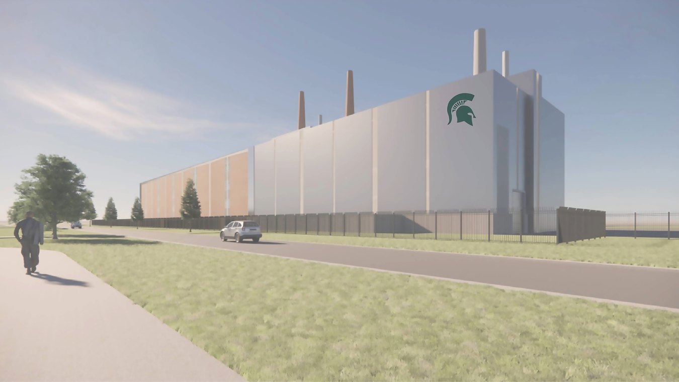 Rendering of the Michigan State University combined heat and power plant