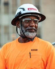 Employee with helmet