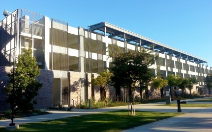 Grade-level view of the Westminster Police Department parking structure. 