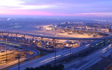 Aerial view of the roadway and skylink
