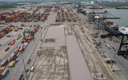 Aerial view of the container yards