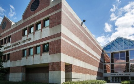 Exterior view of the durham science center. 