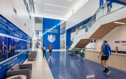 The lobby area of the SLU Family Center. 