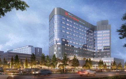 Exterior rendering of the hospital