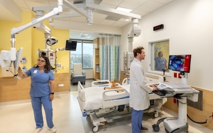 A patient room in the PICU
