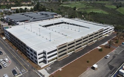 Exterior view of the parking structure