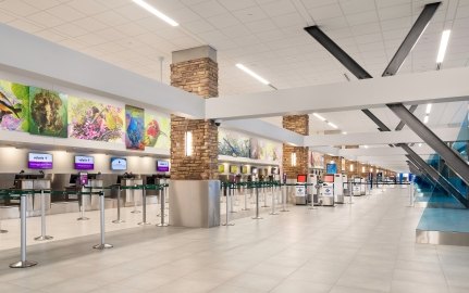 Check in counters and kiosks