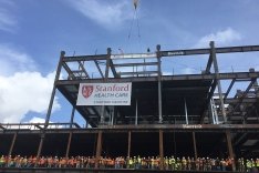 Stanford Hospital topping out event.