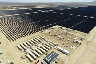 Aerial view of solar panels at the Rabbitbrush project. 
