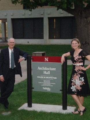Elizabeth and her father at the at the University of Nebraska-Lincoln College of Architecture