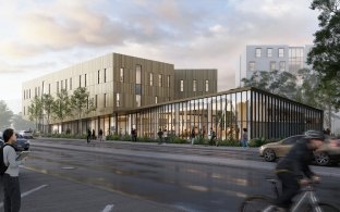 Exterior rendering of the SFSU student housing facility
