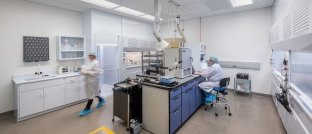 Two people working in a laboratory