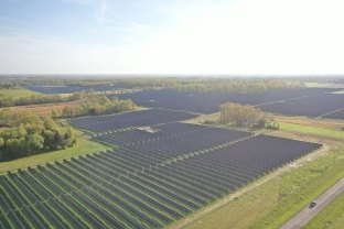 Aerial view of the solar field