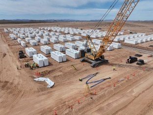 Installation of Tesla battery storage. 
