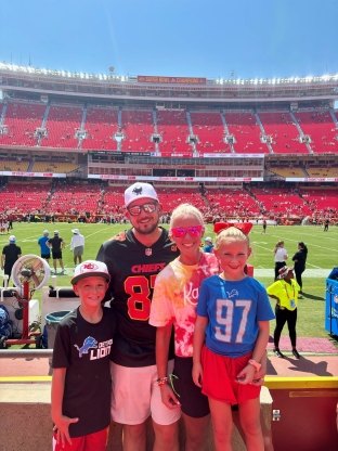 Colin and his family at a Kansas City Chiefs football game