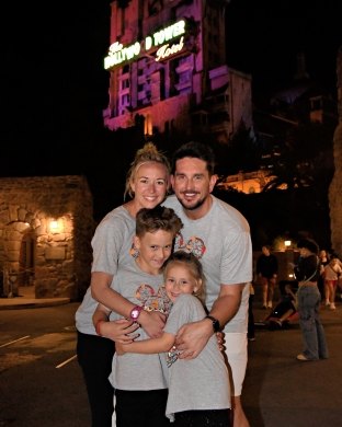 Colin and his family at Disney's Tower of Terror
