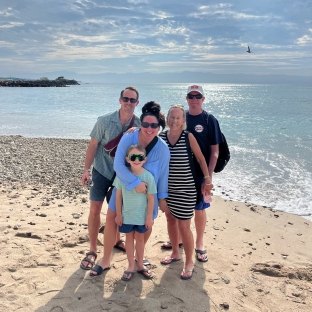 Tyler Richardson and his family at the beach