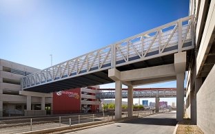 Vehicle bridge connecting the garage to the city hall garage