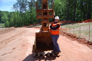 Danika with construction equipment