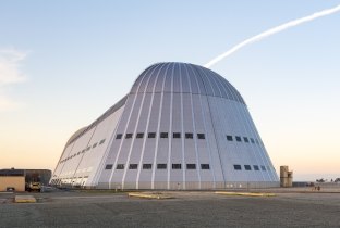 Exterior view of the hangar