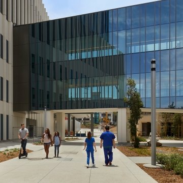 People walking at Loma Linda University Medical Center campus