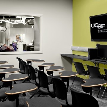 Classroom with individual desks.