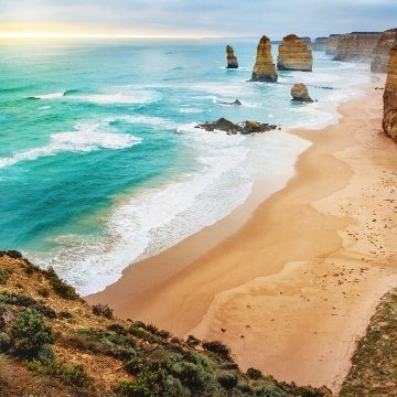 cliff rocks at sunset