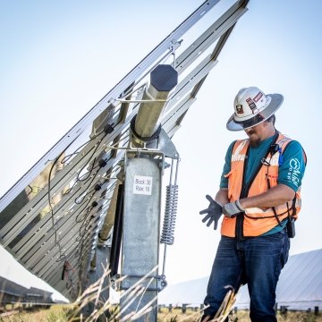 Construction worker at a solar project jobsite