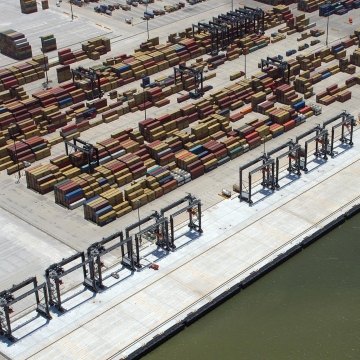 Aerial view of the terminal with waterway in the foreground