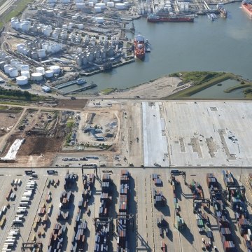 Aerial view of the container yard