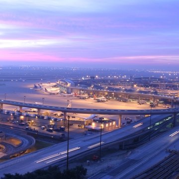 Aerial view of the roadway and skylink