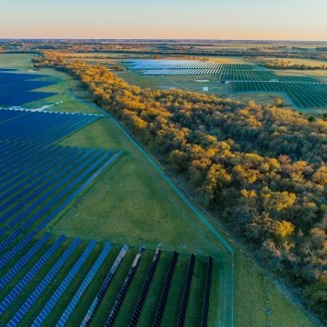 Aerial view of solar farm.