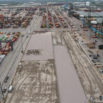 Aerial view of the container yards