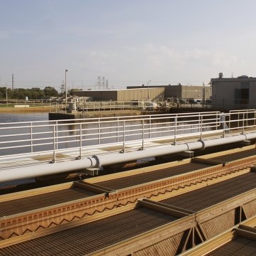 Pipes at a water treatment facility