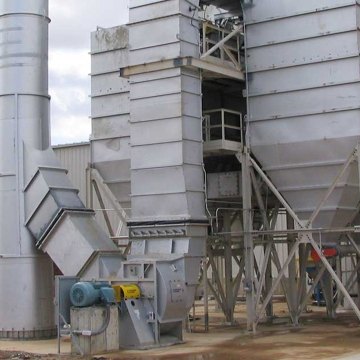 Outdoor image of the recycling plant with a metal tube