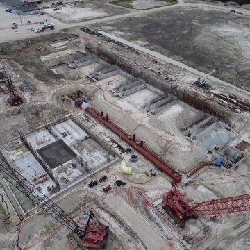 Aerial view of a construction project.