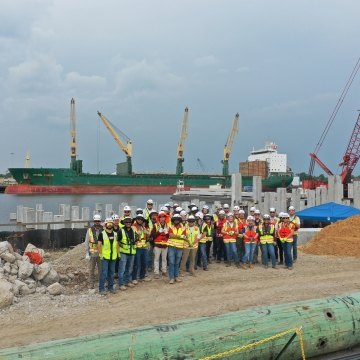 Intern group at a jobsite tour at Port Beaumont 