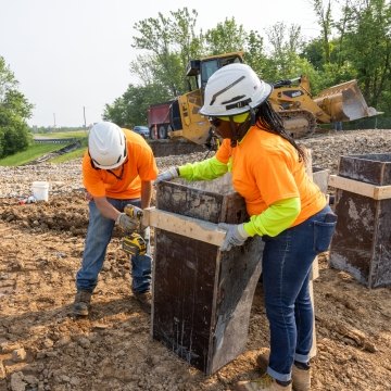 Construction workers on a jobsite.