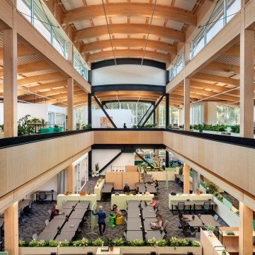 An open two story area with a high ceiling