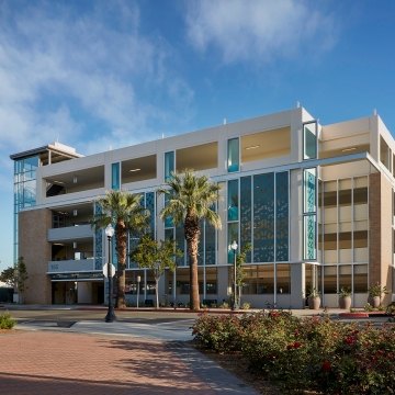 Exterior view of the parking garage