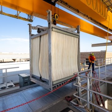 Ultrafiltration membrane for a water treatment plant