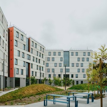 Exterior view of the student housing facility