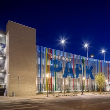 Exterior view of the parking garage