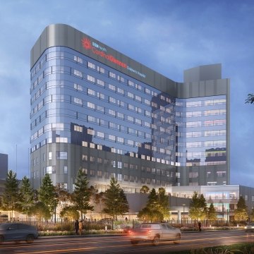 Exterior rendering of the hospital