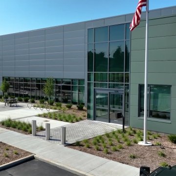Exterior view of the entryway to the building