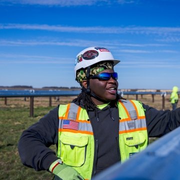 Cam Courtney at a renewable energy jobsite