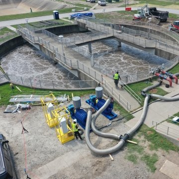 Aerial view of the wastewater treatment plant