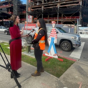 A person being interviewed by news media